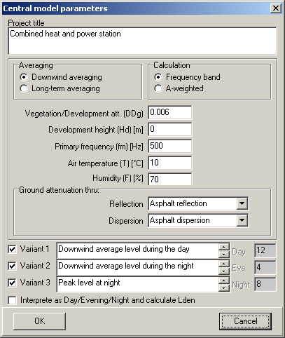 Central model parameters form