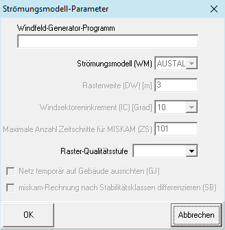 Formular Strömungsmodell-Parameter