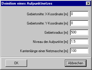 Formular Definition eines Aufpunktnetzes