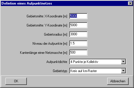 Formular Definition eines Aufpunktnetzes