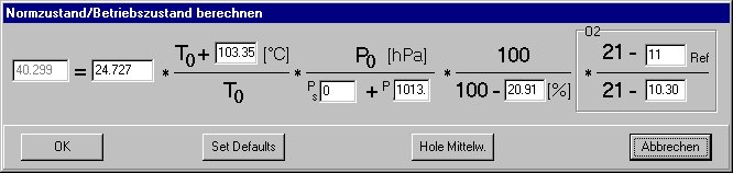 Formular Normzustand, Betriebszustand berechnen