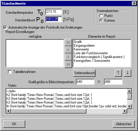 Formular Standardwerte