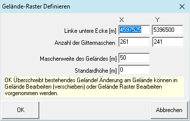 Formular Gelände Raster Definieren