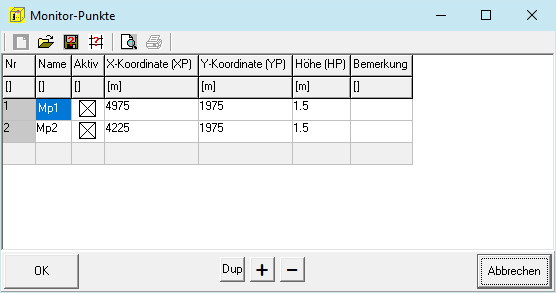 Formular Monitor-Punkte