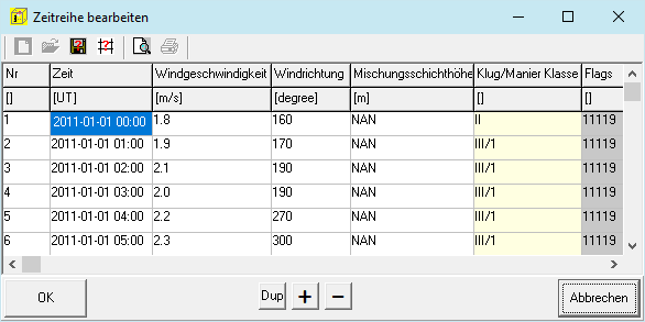 Formular Zeitreihe bearbeiten