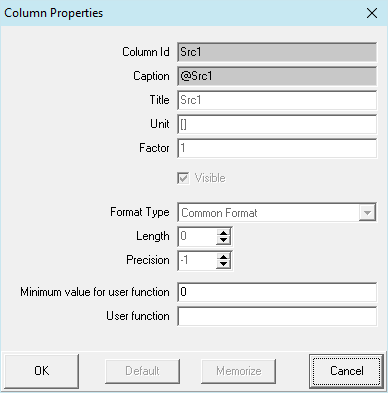 column properties