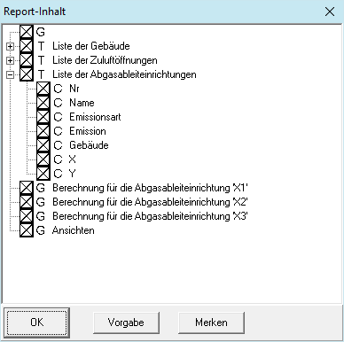 Formular Report-Einstellungen