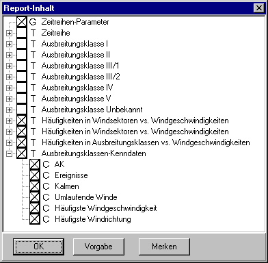 Formular Report-Einstellungen