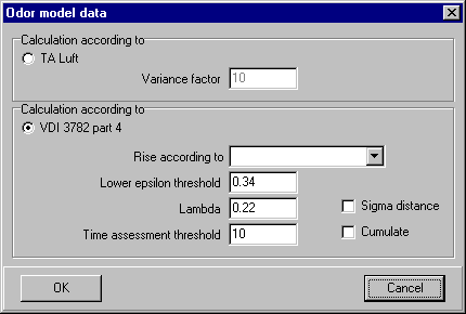 Odor model data form