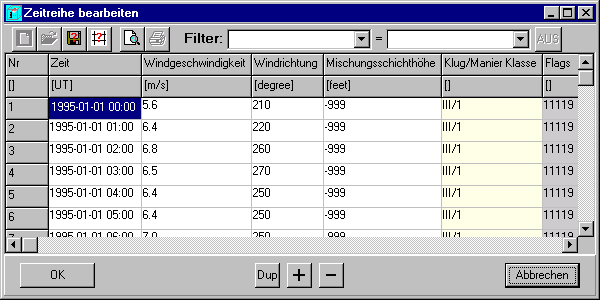 Formular Zeitreihe bearbeiten