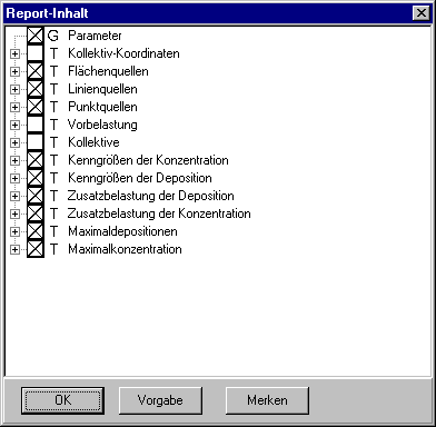 Formular Report-Einstellungen